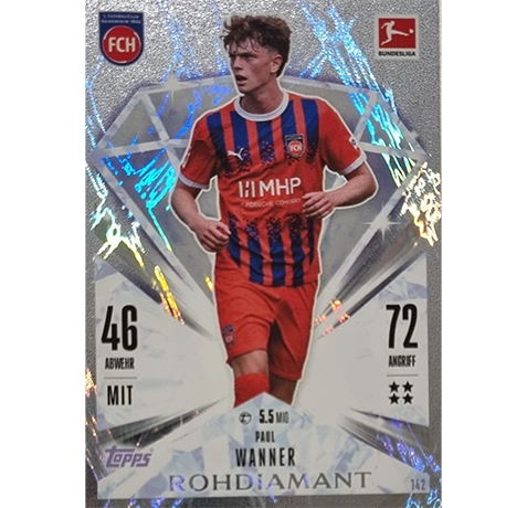 Topps Bundesliga Match Attax 2024/25 / Nr. 142 PAUL WANNER / ROHDIAMANT / NORMAL ODER PARALLEL NICHT AUSWÄHLBAR