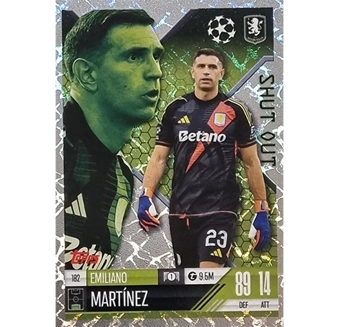 Topps Champions League EXTRA Match Attax 2024-2025 / 182 EMILIANO MARTINEZ / SHUT OUT