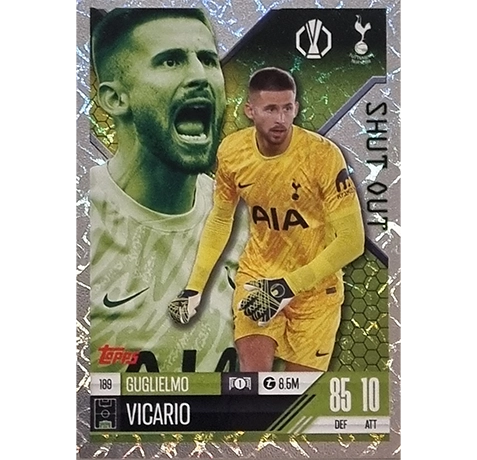 Topps Champions League EXTRA Match Attax 2024-2025 / 189 GUGLIELMO VICARIO / SHUT OUT