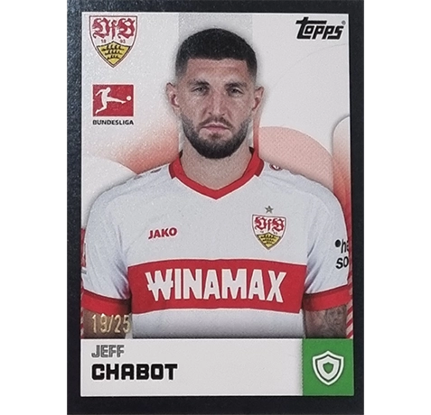 Topps Bundesliga Sticker Saison 2024/2025 / Sticker Nummer 381 JEFF CHABOT / SCHWARZ PARALELL 19/25