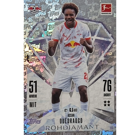 Topps Bundesliga Match Attax 2024/25 / Nr. 196 ASSAN OUDRAOGO / ROHDIAMANT / NORMAL ODER PARALLEL NICHT AUSWÄHLBAR