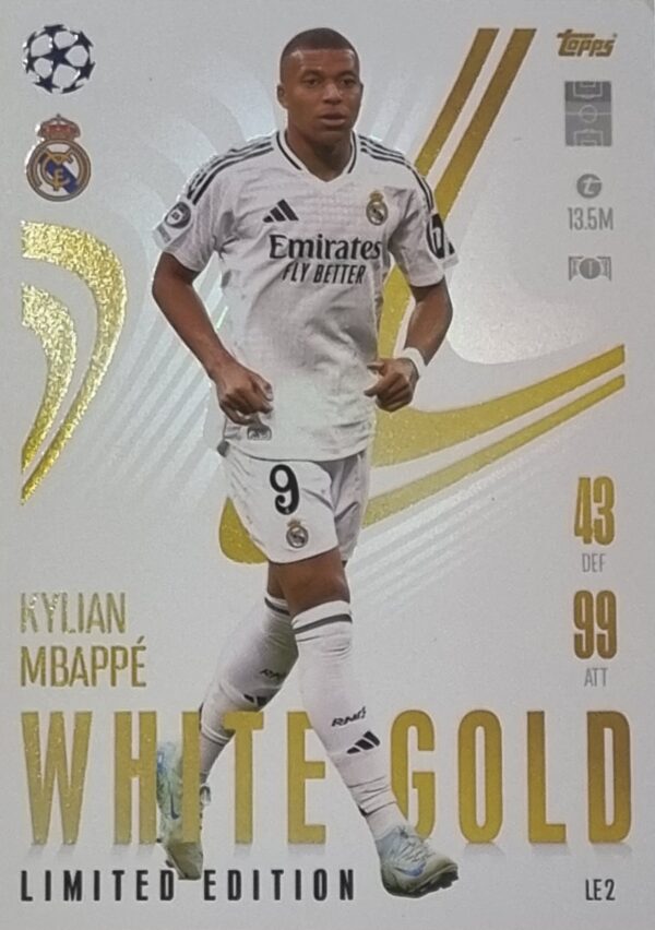 Topps Champions League EXTRA Match Attax 2024-2025 Limited Edition / LE 02 KYLIAN MBAPPE / WHITE GOLD