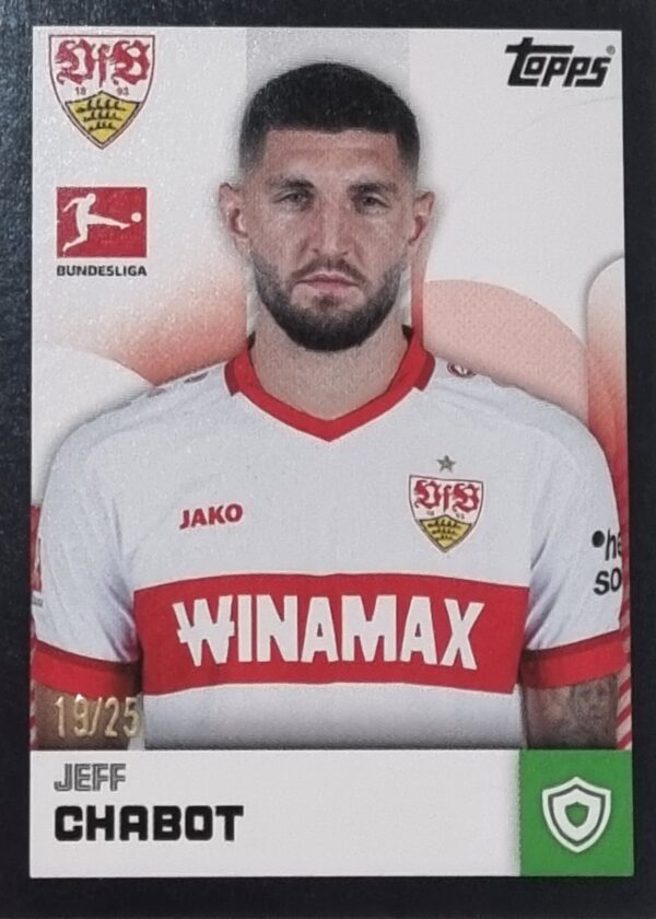 Topps Bundesliga Sticker Saison 2024/2025 / Sticker Nummer 381 JEFF CHABOT / SCHWARZ PARALELL 19/25