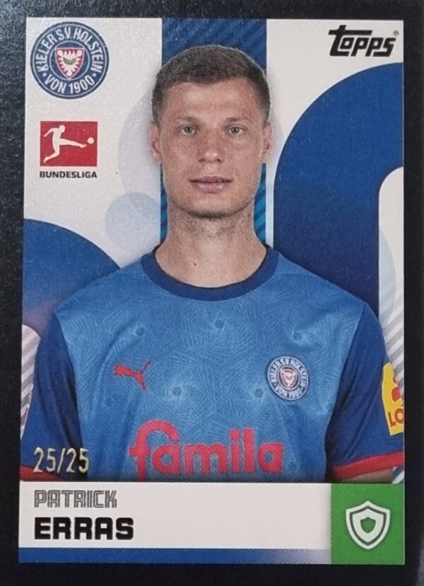 Topps Bundesliga Sticker Saison 2024/2025 / Sticker Nummer 222 PATRICK ERRAS / SCHWARZ PARALELL 25/25