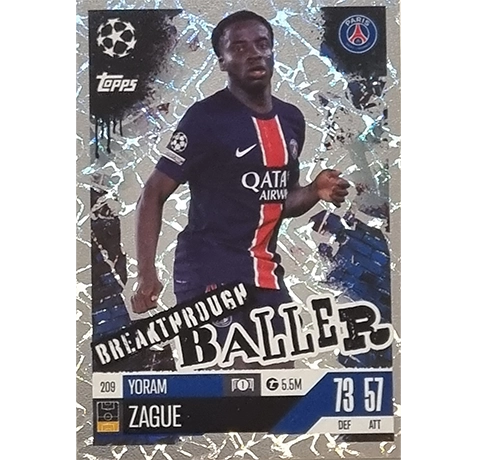 Topps Champions League EXTRA Match Attax 2024-2025 / 209 YORAM ZAGUE / BREAKTHROUGH BALLER