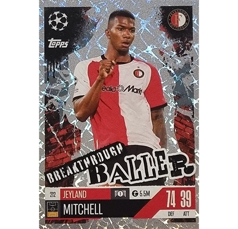 Topps Champions League EXTRA Match Attax 2024-2025 / 212 JEYLAND MITCHELL / BREAKTHROUGH BALLER