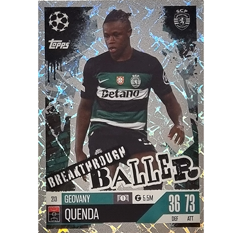 Topps Champions League EXTRA Match Attax 2024-2025 / 213 GEOVANY QUENDA / BREAKTHROUGH BALLER