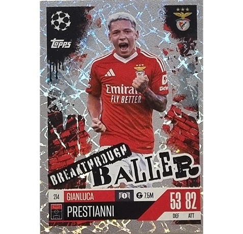 Topps Champions League EXTRA Match Attax 2024-2025 / 214 GIANLUCA PRESTIANNI / BREAKTHROUGH BALLER