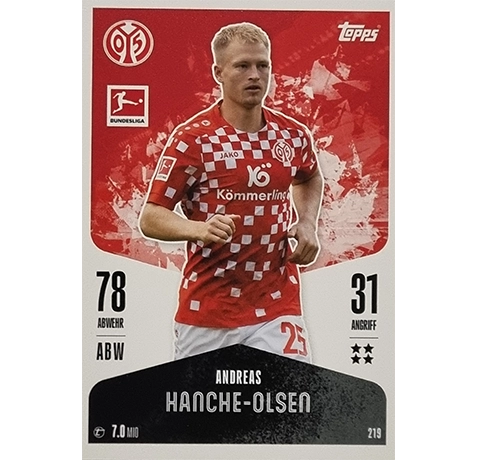 Topps Bundesliga Match Attax 2024/25 / Nr. 219 ANDREAS HANCHE-OLSEN