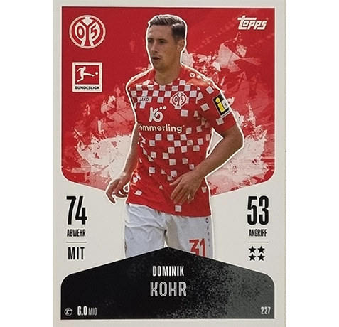 Topps Bundesliga Match Attax 2024/25 / Nr. 227 DOMINIK KOHR