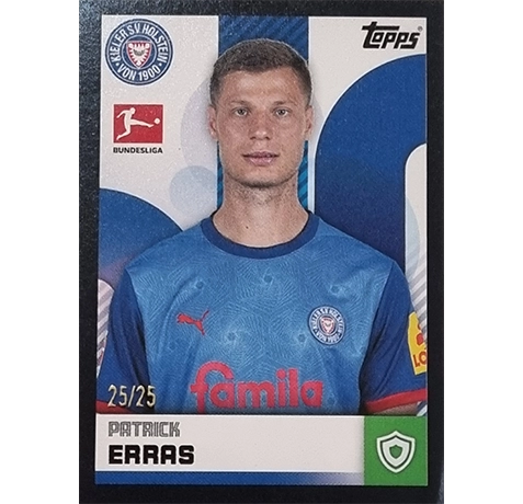 Topps Bundesliga Sticker Saison 2024/2025 / Sticker Nummer 222 PATRICK ERRAS / SCHWARZ PARALELL 25/25