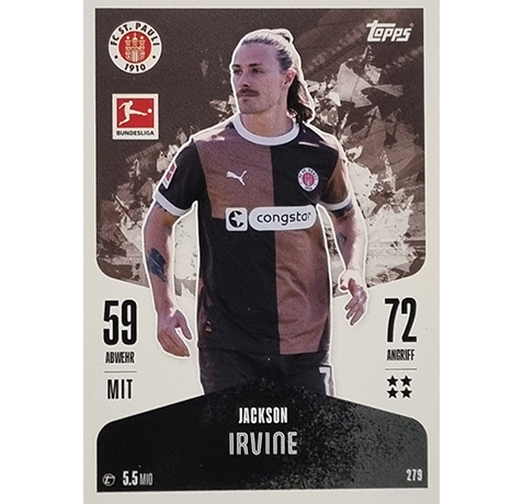 Topps Bundesliga Match Attax 2024/25 / Nr. 279 JACKSON IRVINE