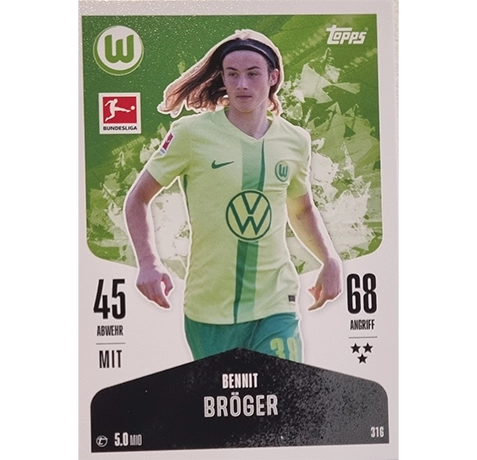 Topps Bundesliga Match Attax 2024/25 / Nr. 316 BENNIT BRÖGER