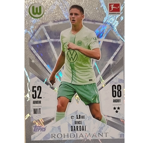 Topps Bundesliga Match Attax 2024/25 / Nr. 322 BENCE DARDAI / ROHDIAMANT / NORMAL ODER PARALLEL NICHT AUSWÄHLBAR