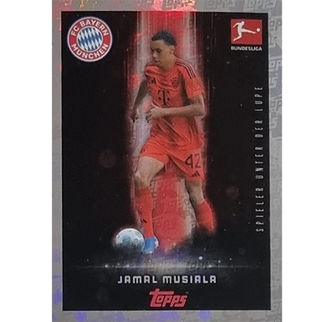 Topps Bundesliga Sticker Saison 2024/2025 / Sticker Nummer 348 Jamal Musiala / Spieler unter der Lupe