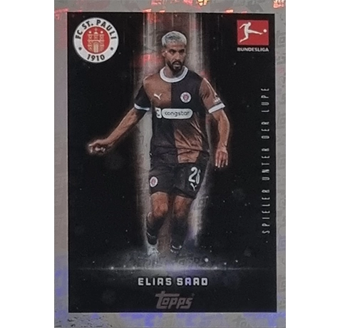 Topps Bundesliga Sticker Saison 2024/2025 / Sticker Nummer 374 Elias Saad / Spieler unter der Lupe