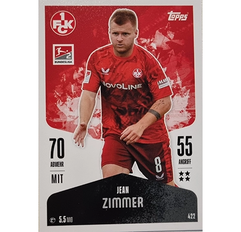 Topps Bundesliga Match Attax 2024/25 / Nr. 422 JEAN ZIMMER