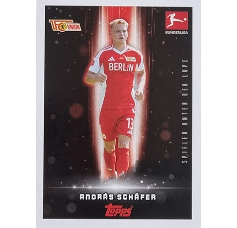 Topps Bundesliga Sticker Saison 2024/2025 / Sticker Nummer 052 Andras Schäfer / Spieler unter der Lupe