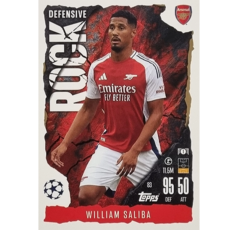 Topps Champions League EXTRA Match Attax 2024-2025 / 083 WILLIAM SALIBA / DEFENSIVE ROCK