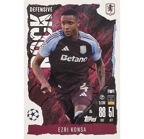 Topps Champions League EXTRA Match Attax 2024-2025 / 085 EZRI KONSA / DEFENSIVE ROCK