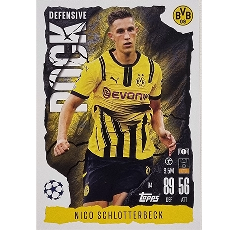 Topps Champions League EXTRA Match Attax 2024-2025 / 094 NICO SCHLOTTERBECK / DEFENSIVE ROCK