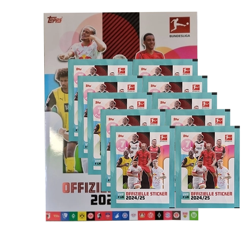 Topps Bundesliga Sticker Saison 2024/2025 / 1x Sammelalbum inkl 10x Stickertüten