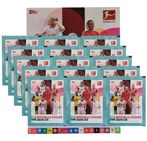 Topps Bundesliga Sticker Saison 2024/2025 / 1x Sammelalbum inkl 15x Stickertüten