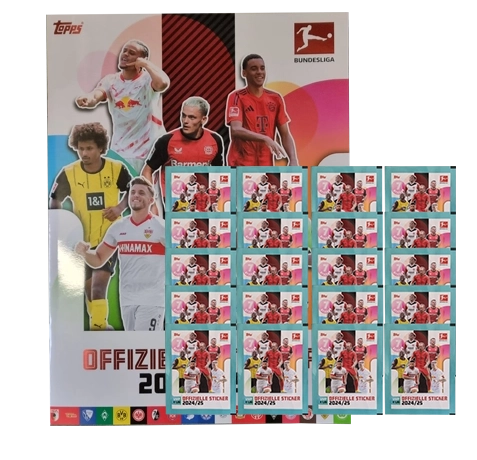 Topps Bundesliga Sticker Saison 2024/2025 / 1x Sammelalbum inkl 20x Stickertüten