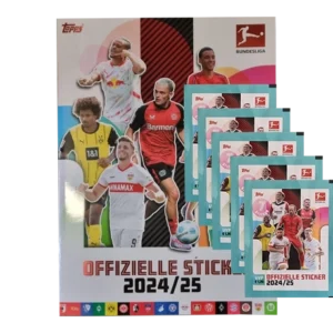 Topps Bundesliga Sticker Saison 2024/2025 / 1x Sammelalbum inkl 5x Stickertüten