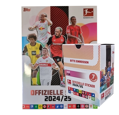 Topps Bundesliga Sticker Saison 2024/2025 / 1x Sammelalbum inkl 1x Display je 50x Stickertüten