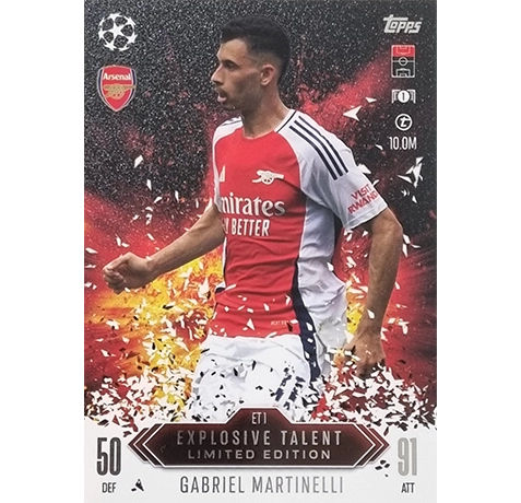 Topps Champions League EXTRA Match Attax 2024-2025 Limited Edition / ET 1 GABRIEL MARTINELLI / EXPLOSIVE TALENT