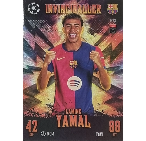 Topps Champions League EXTRA Match Attax 2024-2025 Limited Edition / INV 3 LAMINE YAMAL/ INVINCIBALLER