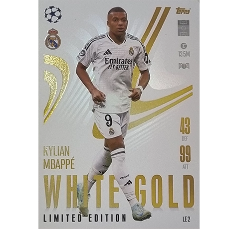 Topps Champions League EXTRA Match Attax 2024-2025 Limited Edition / LE 02 KYLIAN MBAPPE / WHITE GOLD