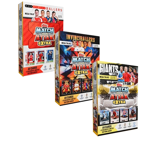 Topps Champions League Match Attax EXTRA 2024/2025 / MEGA TIN SET ALLE 3 VERSCHIEDENE MEGA TINS