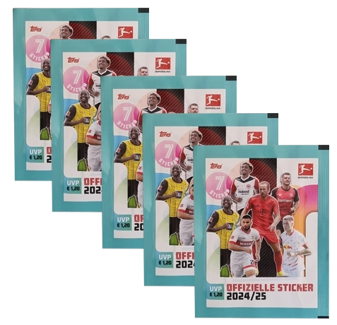 Topps Bundesliga Sticker Saison 2024/2025 / 5x Stickertüten