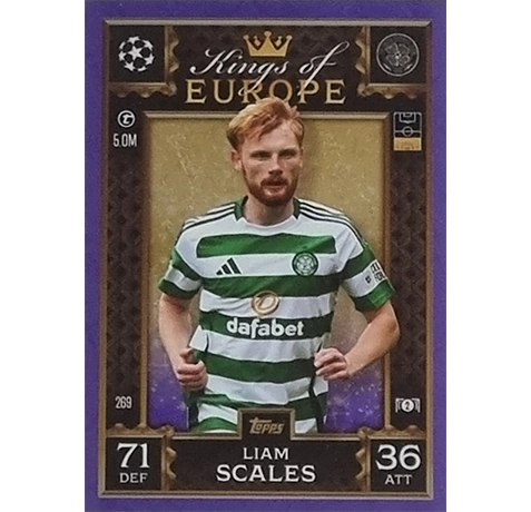 Topps Champions League EXTRA Match Attax 2024-2025 / 269 LIAM SCALES / LILA PARALLEL