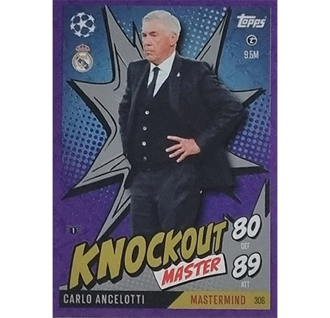 Topps Champions League EXTRA Match Attax 2024-2025 / 306 CARLO ANCELOTTI / LILA PARALLEL
