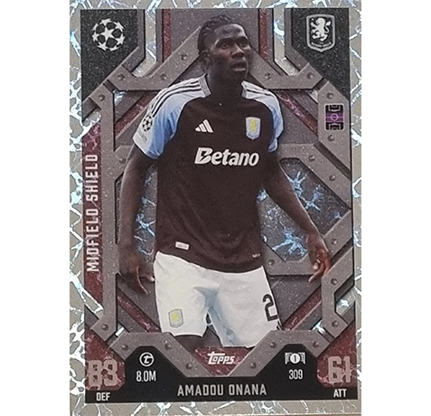 Topps Champions League EXTRA Match Attax 2024-2025 / 309 AMADOU ONANA / MIDFIELD SHIELD