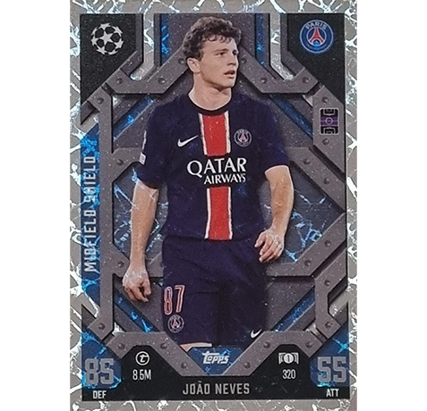 Topps Champions League EXTRA Match Attax 2024-2025 / 320 JOAO NEVES / MIDFIELD SHIELD