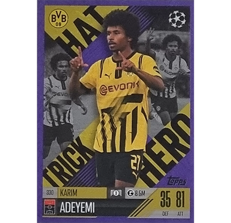 Topps Champions League EXTRA Match Attax 2024-2025 / 330 KARIM ADEYEMI / LILA PARALLEL