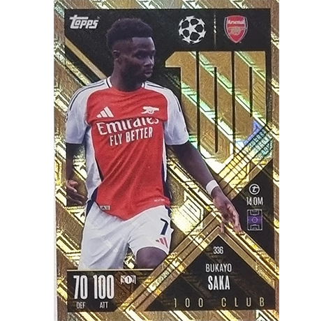 Topps Champions League EXTRA Match Attax 2024-2025 / 336 BUKAYO SAKA / CLUB 100