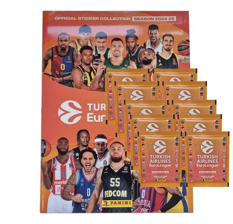 Panini Turkish Airlines EuroLeague Sticker 2024-25 / Sammelalbum inkl 10x Stickertüten