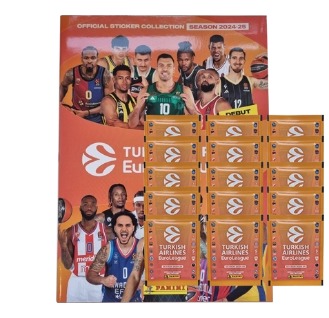 Panini Turkish Airlines EuroLeague Sticker 2024-25 / Sammelalbum inkl 15x Stickertüten