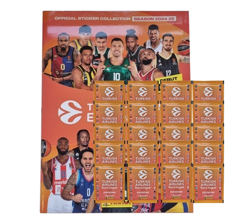 Panini Turkish Airlines EuroLeague Sticker 2024-25 / Sammelalbum inkl 20x Stickertüten