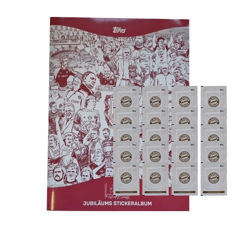 Topps 125 Jahre FC Bayern München Sticker / Sammelalbum inkl 20x Stickertüten