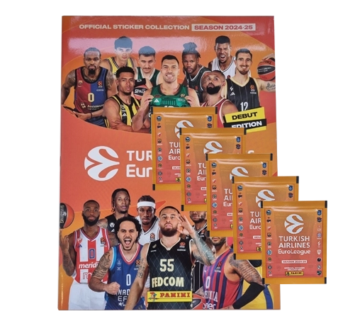 Panini Turkish Airlines EuroLeague Sticker 2024-25 / Sammelalbum inkl 5x Stickertüten