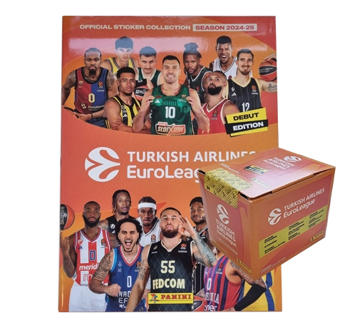 Panini Turkish Airlines EuroLeague Sticker 2024-25 / Sammelalbum inkl 1x Display je 36x Stickertüten