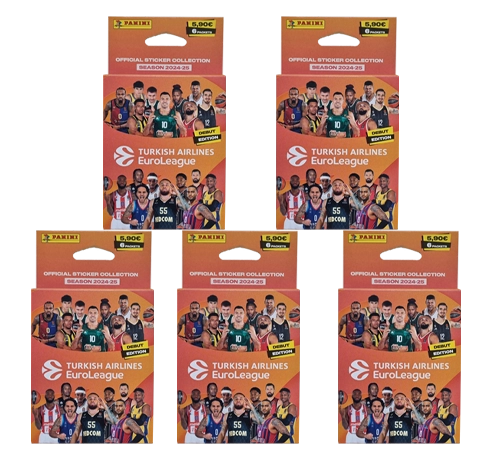 Panini Turkish Airlines EuroLeague Sticker 2024-25 / 5x Eco Blister je 6x Stickertüten