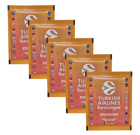 Panini Turkish Airlines EuroLeague Sticker 2024-25 / 5x Stickertüten