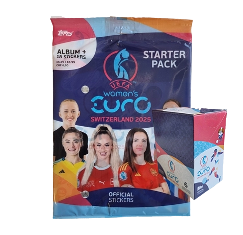 Topps UEFA Women EURO 2025 Sticker / 1x Starterpack + 1x Display je 50x Stickertüten